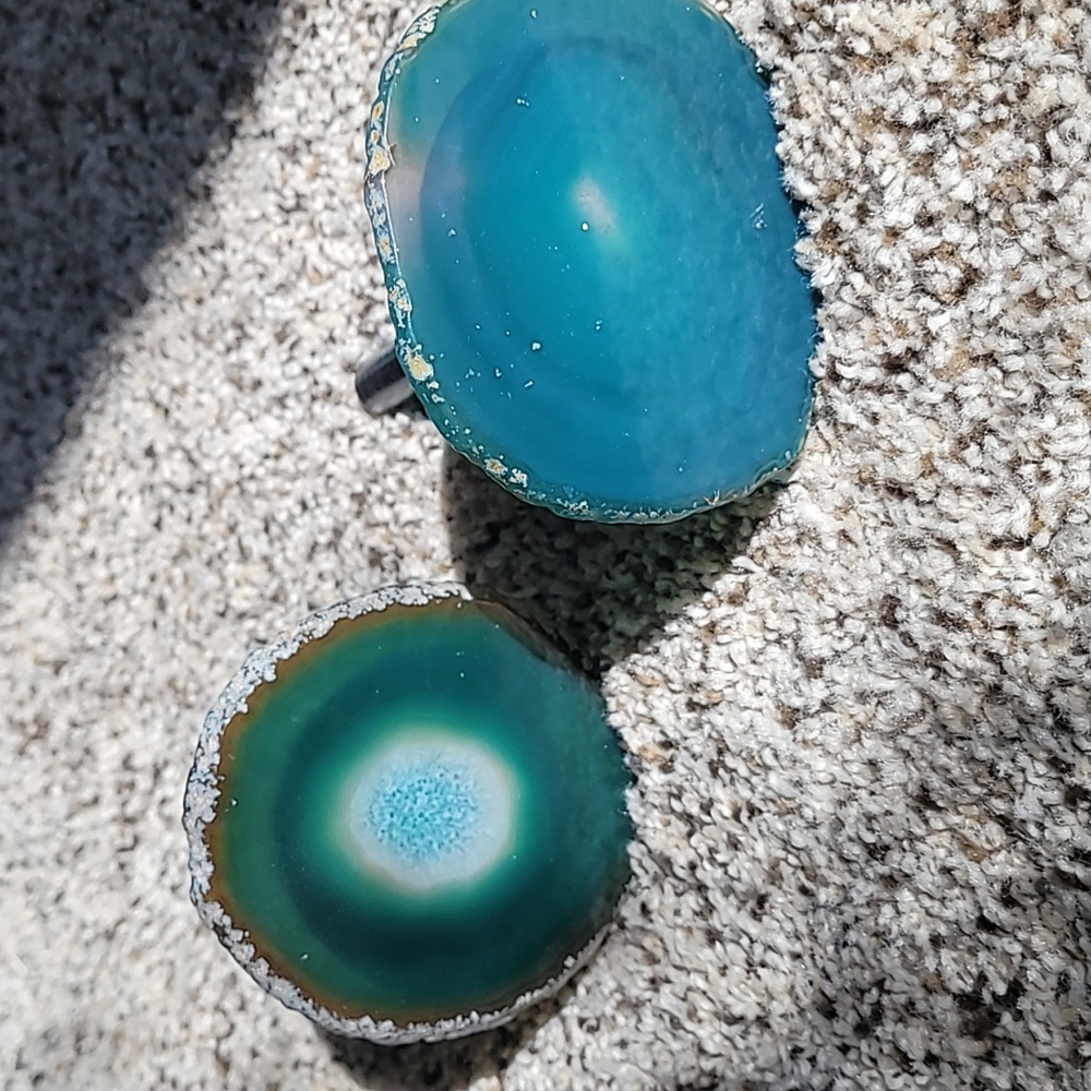 Anthropologie Teal Agate Stone Curtain Holdback-Set of 2